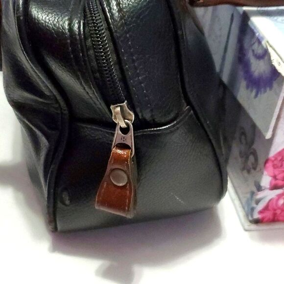 Black Pebbled Vegan Leather with Embossed Flowers Mini Handbag - Picture 5 of 10